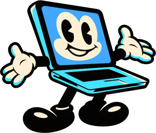 笑顔のノートPCキャラクター